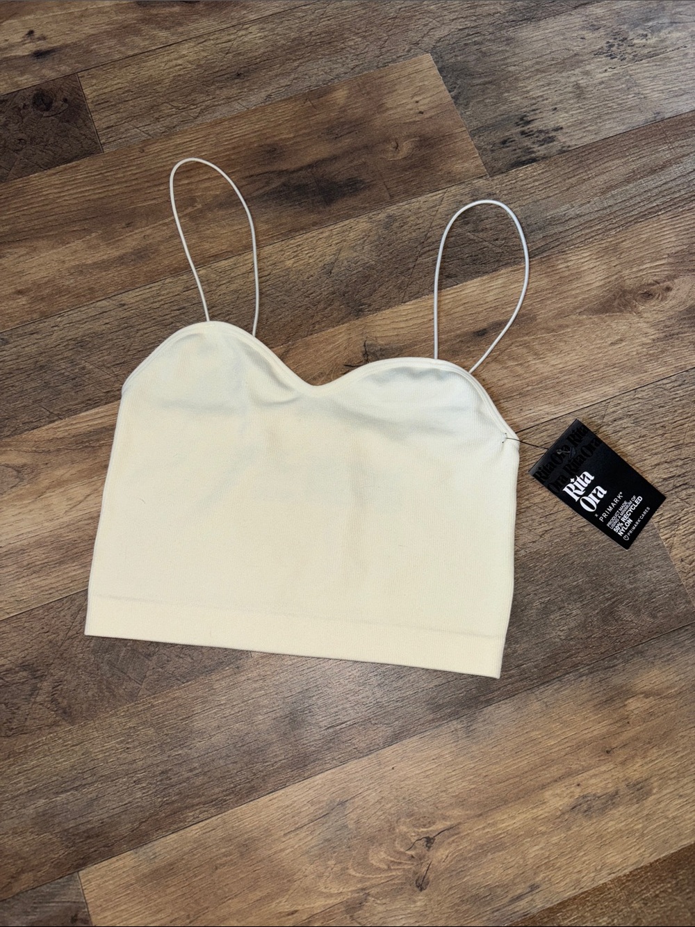 NWT Rita Ora x Primark Cream Cami Crop Top with Spaghetti Straps, sz XS